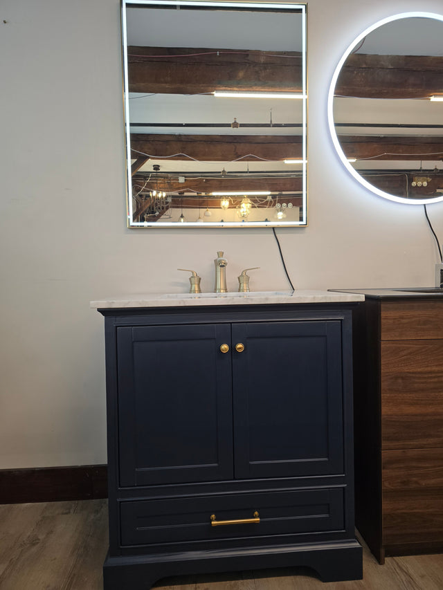 Blossom 30" Copenhagen Freestanding Bath Single Sink Vanity, Navy Blue, with Faucet and Mirror