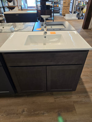 36" Wolf Grey Vanity Set with Swiss Madison Porcelain Top and Pfister Chrome Faucet
