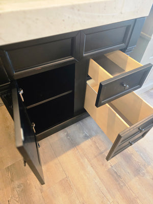 37" Black James Martin Vanity Set with Marble Top