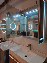 36" Capri Classic Oak Vanity with an Acrylic Basin, Waterfall Faucet, and an Asta 30" LED Mirror Medicine Cabinet