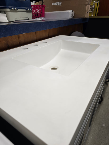 36.5" New England Home Goods Light Grey Vanity with Custom White Top