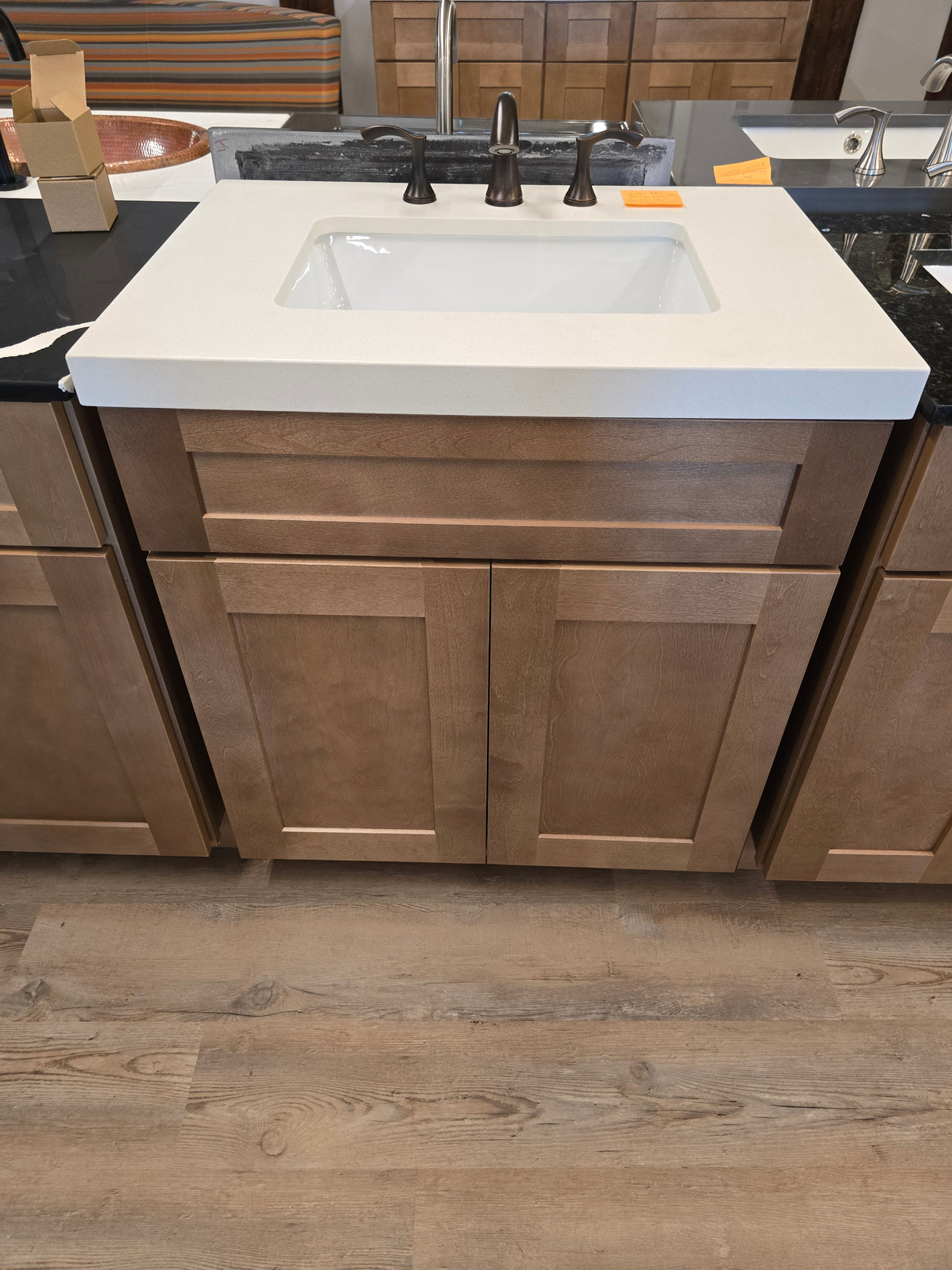 30" CabTec Vanity Set with Farimont Egg  Quartz Top and Danze Tumbled Bronze Faucet