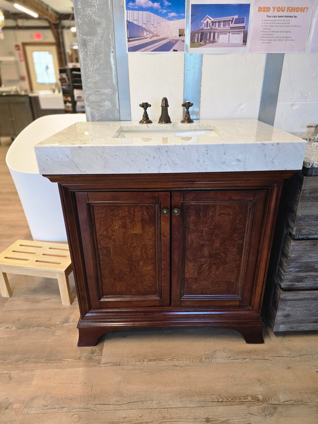 36.5" Fairmont Vanity Set with Ronbow Marble Top and Rohl Faucet