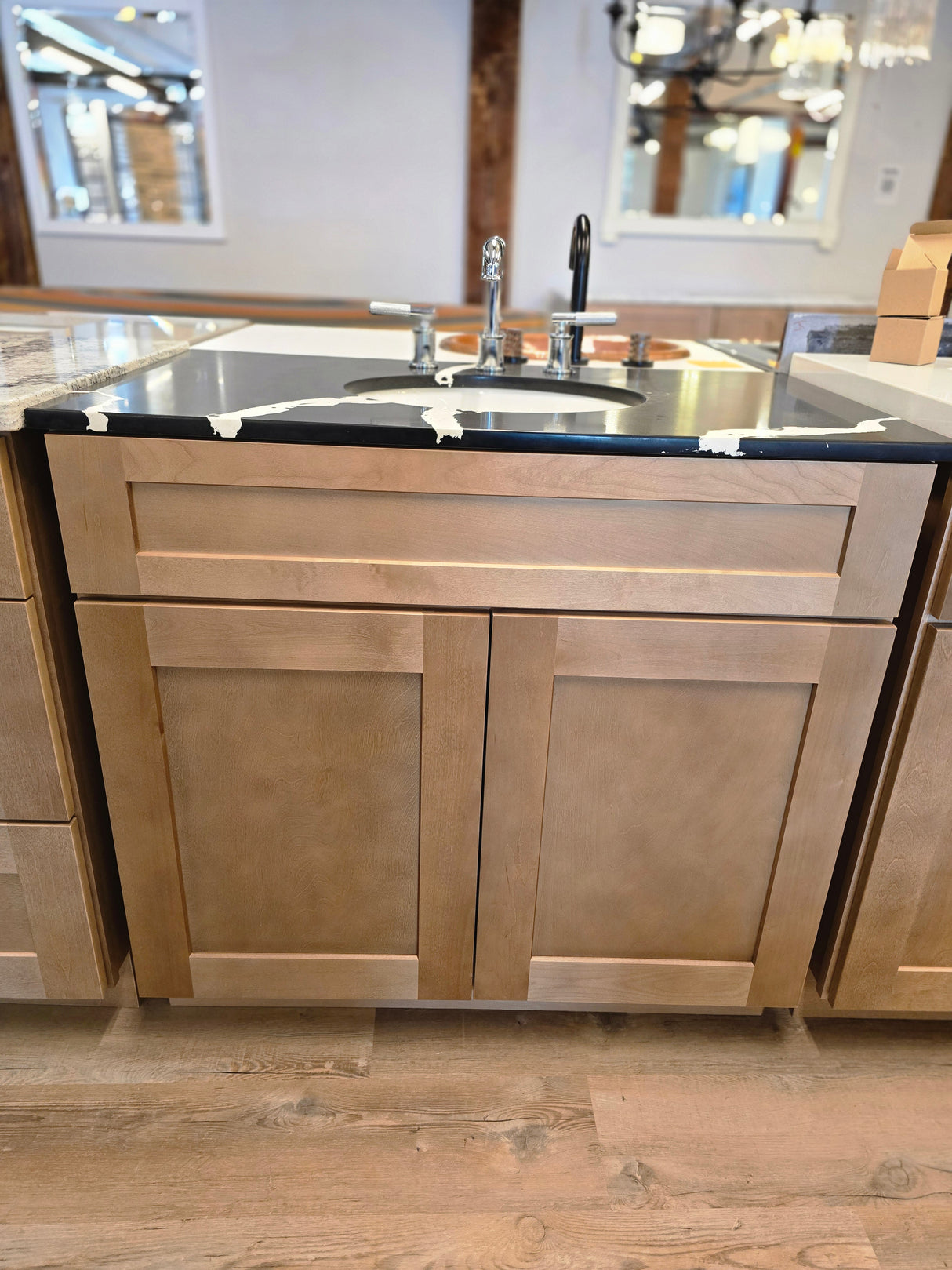 36" Caramel Vanity Set with Quartz Top and Chrome Widespread Faucet