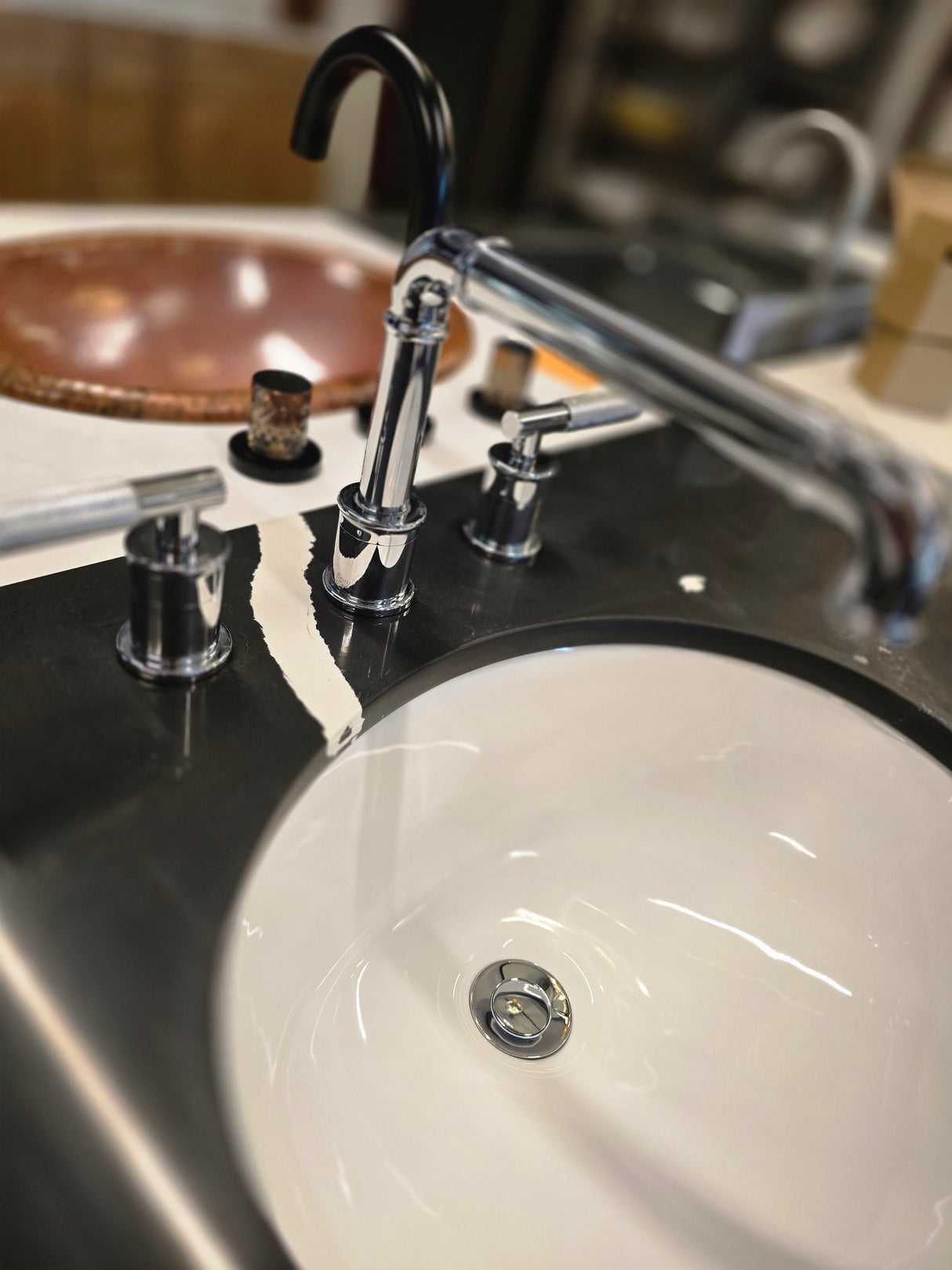 36" Caramel Vanity Set with Quartz Top and Chrome Widespread Faucet