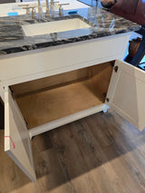 36" Versiniti White Shaker Vanity with Black Forrest Quartz Top and Brushed Nickel Faucet