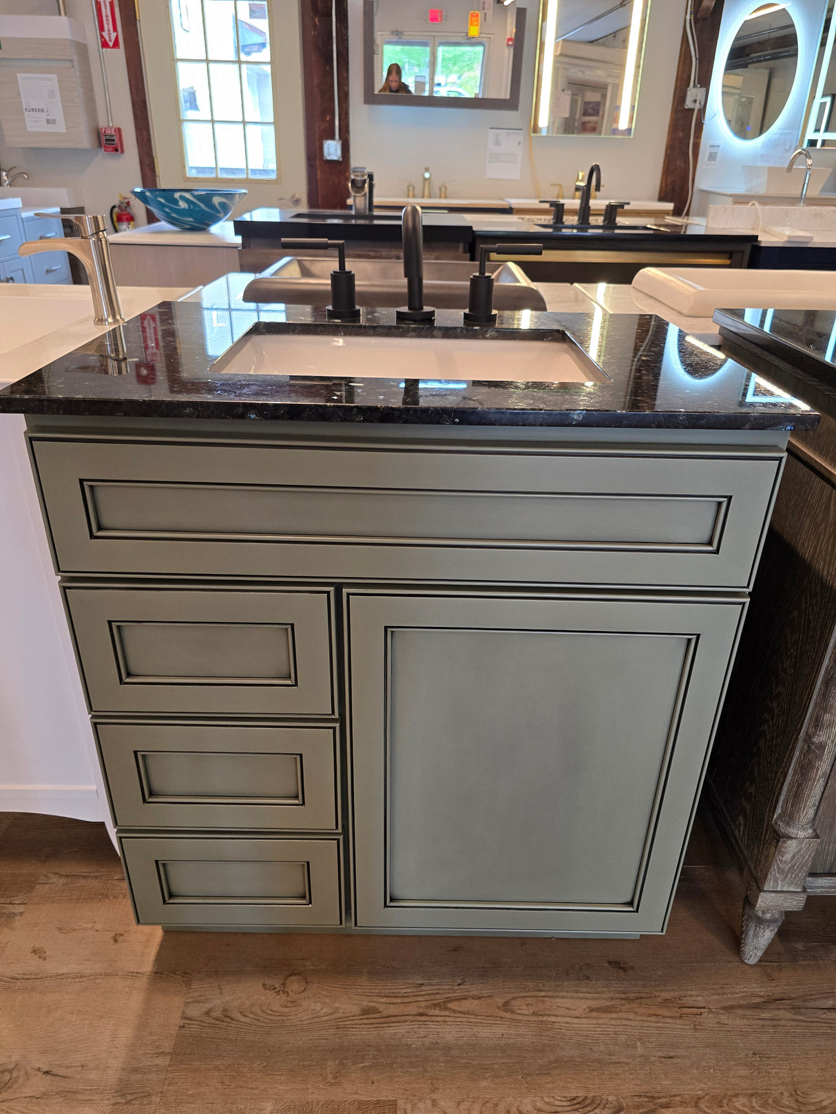 30" Bertch Harper Oak Pistachio Vanity Solid Wood Vaniy wtih Granite Top and Zline Faucet