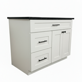 43" White Cab-Tec Vanity with Cambria Polished Black Quartz Top