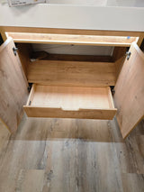 36" Capri Classic Oak Vanity with an Acrylic Basin, Brushed Gold Pfister Faucet, and an *Optional* LED Mirror