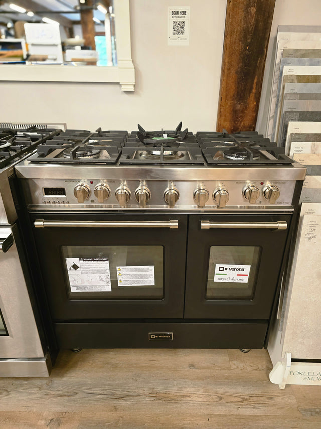 Verona VPFSGG365DE Prestige 36" Gas Double Oven Range - Matte Black ***OPEN BOX***