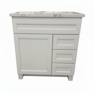 30" Bertch White Shaker Vanity Set with Cambria Portrush Quartz Top