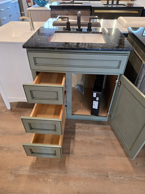 30" Bertch Harper Oak Pistachio Vanity Solid Wood Vaniy wtih Granite Top and Zline Faucet
