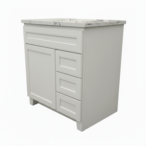 30" Bertch White Shaker Vanity Set with Cambria Portrush Quartz Top
