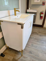 36" Bathroom Vanity White w/Gold Hardware & Faucet
