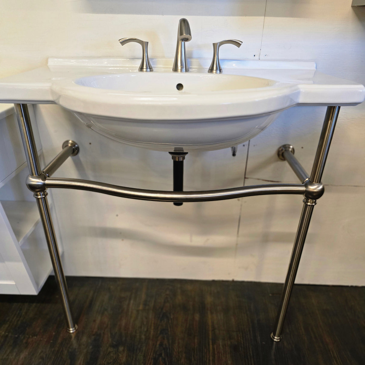 Icera 34" Vanity with Gerber Faucet  Ceramic Top, Brushed Nickel Finish