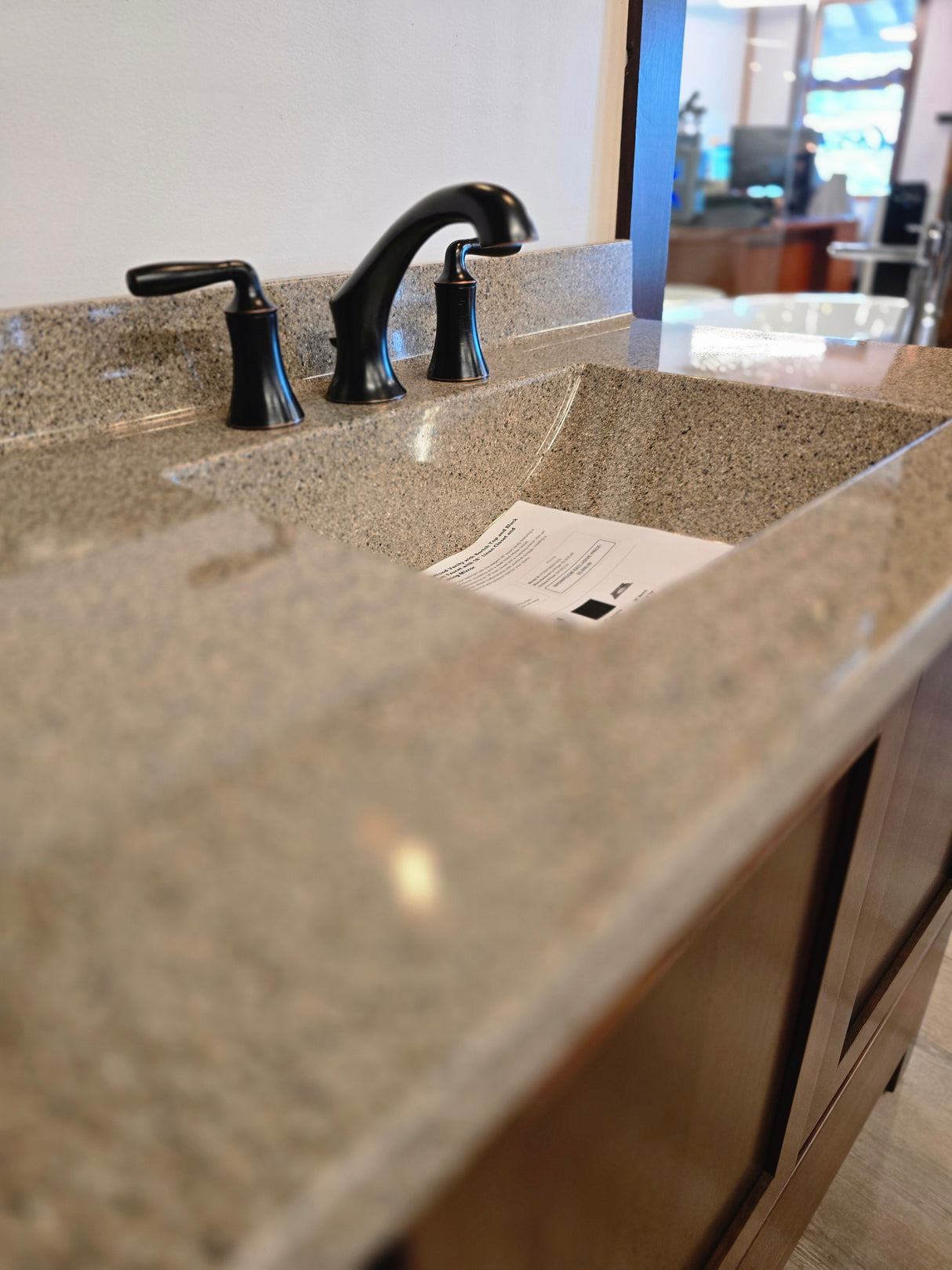 36" Wood Vanity with Bertch Top and Black Pfister Faucet with 18" Linen Closet and Matching Mirror
