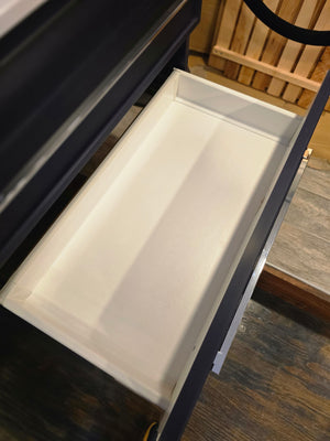 30" Cutler Wall-Mounted Vanity with Cultured Marble Top, Pfister Polished Chrome Faucet, and Mirror