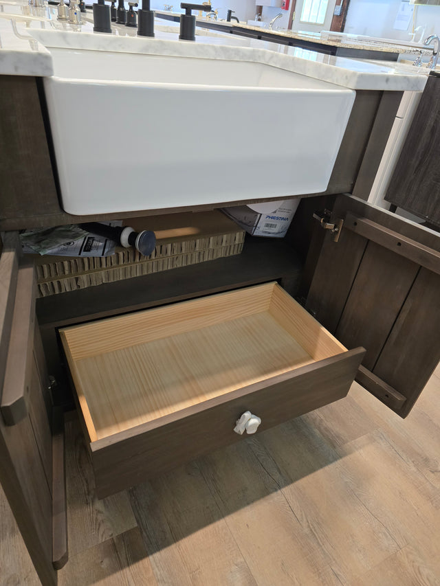 36" River View Farmhouse Vanity Set in Coffee Bean with Marble Counter Top