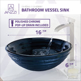 ANZZI LS-AZ042 Tempo Series Deco-Glass Vessel Sink in Coiled Blue