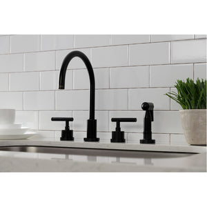 Kingston Brass KS8720CKLBS Kaiser Widespread Kitchen Faucet with Brass Sprayer, Matte Black