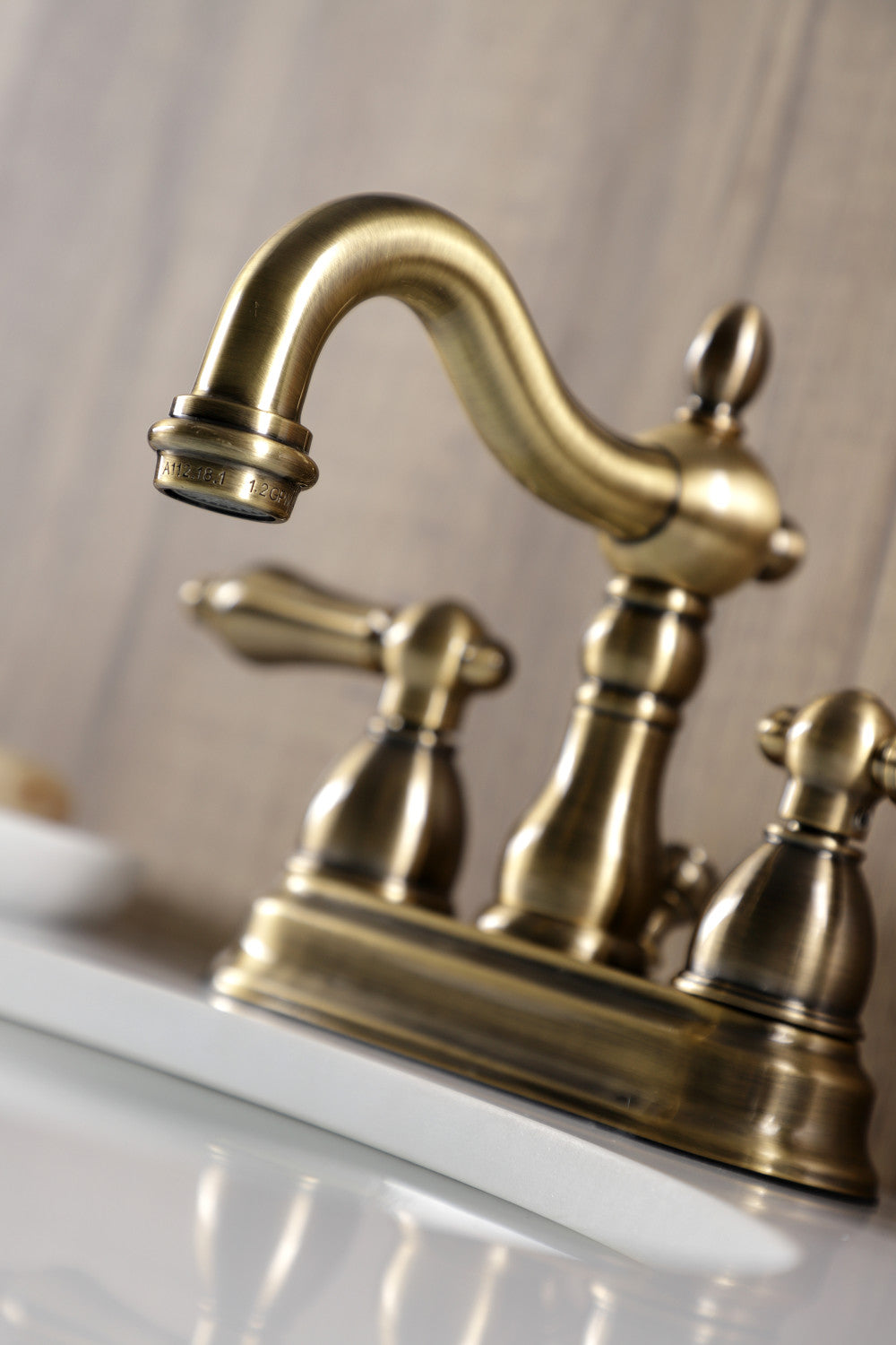 Kingston Brass KB1603AL Heritage 4 in. Centerset Bathroom Faucet, Antique Brass