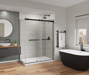 MAAX 136955-810-340-000 Duel Alto 56-59 X 78 in. 8mm Bypass Shower Door for Alcove Installation with GlassShield® glass in Matte Black