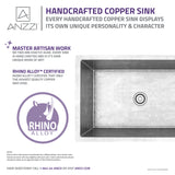ANZZI SK-023 Tereus Drop-in Handmade Copper 30 in. 0-Hole Single Bowl Kitchen Sink in Hammered Nickel