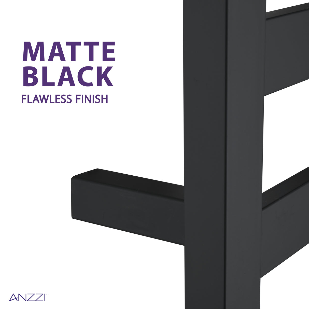 ANZZI TW-AZ023MBK Note 6-Bar Stainless Steel Wall Mounted Towel Warmer in Matte Black