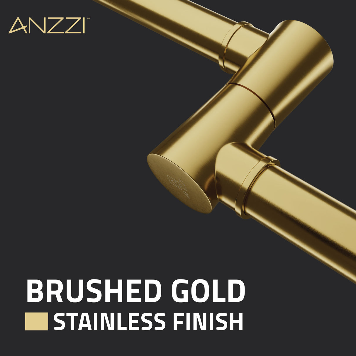 ANZZI KF-AZ259BG Marca 360-Degree 24" Wall Mounted Pot Filler with Dual Swivel in Brushed Gold