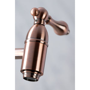 Kingston Brass KS310ALAC Restoration Wall Mount Pot Filler Kitchen Faucet, Antique Copper