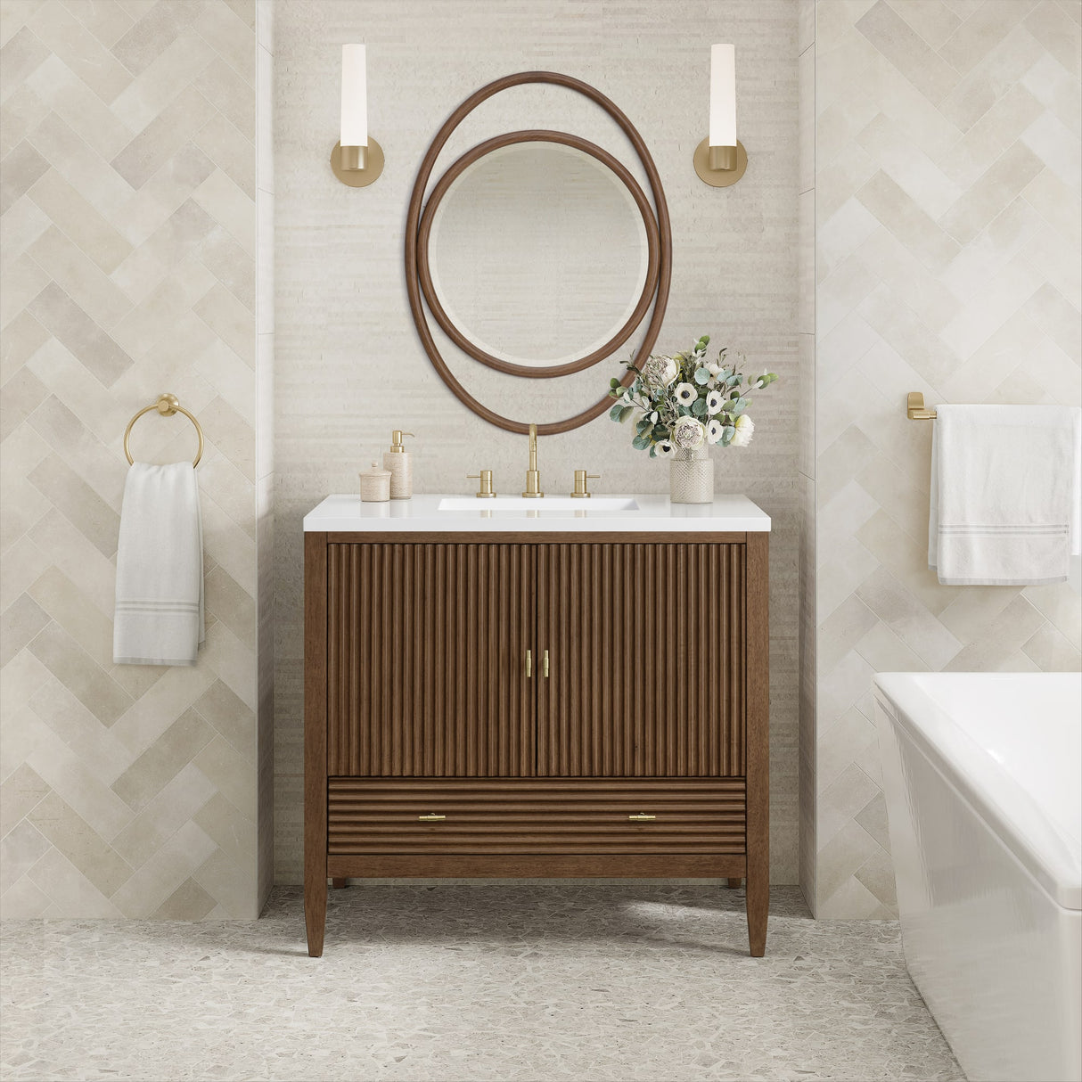 Myrrin 36" Vanity, Mid Century Walnut
