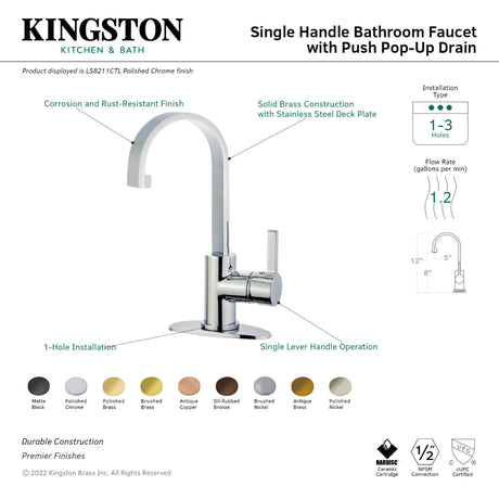 Fauceture LS8213CTL Continental Single-Handle Bathroom Faucet, Brushed Brass
