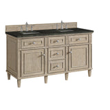 Lorelai 60" Double Vanity, Whitewashed Oak, w/ 3 CM Phantome Eclos Top