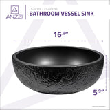 ANZZI LS-AZ174 Stellar Series Ceramic Vessel Sink in Black