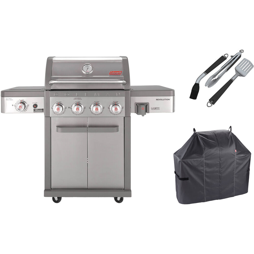 Coleman RV-401BBQ-3-KIT Coleman Revolution 4 Burner BBQ Grill w/Cover and 3 PC Tool Set