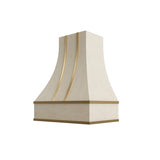 Raw Wood Curved Hood with Brass Strapping - 30" W x 36" H