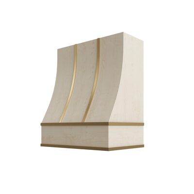 Raw Wood Sloped Hood with Brass Strapping - 30" W x 48" H