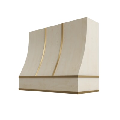 Raw Sloped Hood with Brass Strapping - 42" W x 30" H