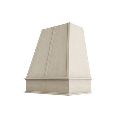 Raw Wood Tapered Hood with Strapping Flat Trim - 30" W x 36" H