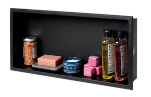 ALFI brand 24 x 12 Black Matte Stainless Steel Horizontal Single Shelf Bath Shower Niche