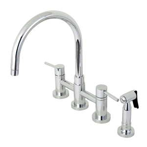 Kingston Brass KS8271DLBS Concord Bridge Kitchen Faucet with Brass Sprayer, Polished Chrome