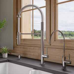 Brushed Nickel Commercial Spring Kitchen Faucet