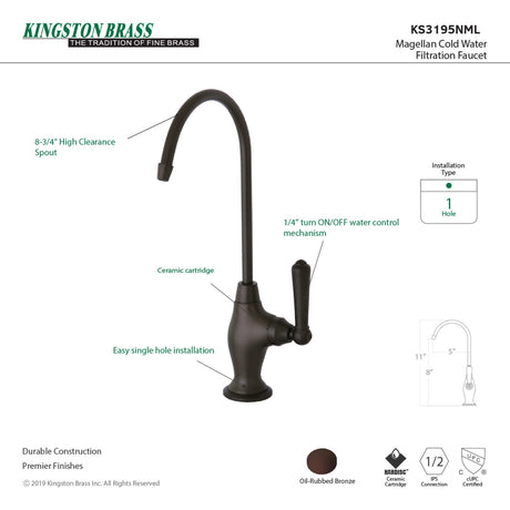 Kingston Brass KS3195NML Magellan Single Handle Water Filtration Faucet, Oil Rubbed Bronze