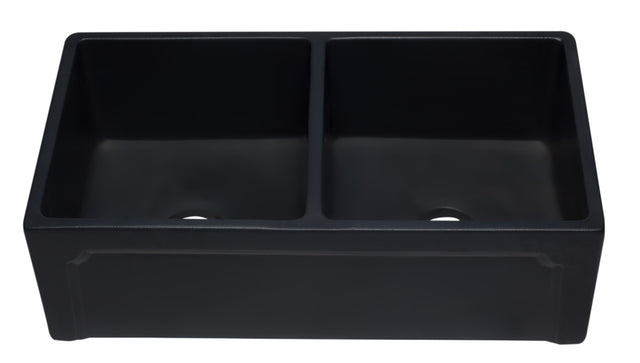 ALFI brand AB3318DB-BM 33 inch Black Reversible Double Fireclay Farmhouse Kitchen Sink