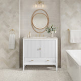 Myrrin 36" Vanity, Bright White, w/ 3 CM Siberian Silestone Top