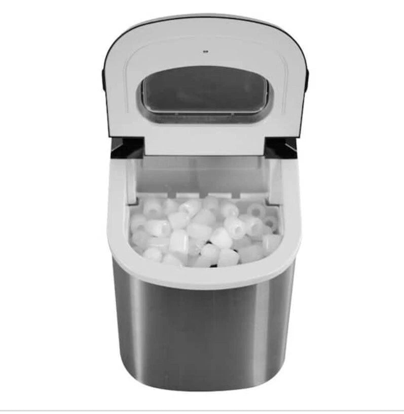 Magic Chef 27 lbs. Portable Countertop Ice Maker with Removable Basket and Ice Scoop - Stainless Steel HNIM27ST