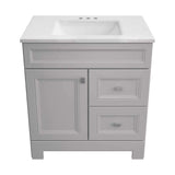 Home Decorators Collection Sedgewood 30.5 in. W x 18.75 in. D x 34.375 in. H Single Sink Bath Vanity in Dove Gray with Arctic Solid Surface Top PPLNKDVR30D