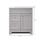 Home Decorators Collection Sedgewood 30.5 in. W x 18.75 in. D x 34.375 in. H Single Sink Bath Vanity in Dove Gray with Arctic Solid Surface Top PPLNKDVR30D