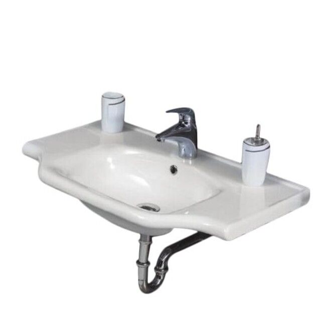 CeraStyle 25-3/5" Ceramic Wall Mounted Bathroom Sink with One Faucet Hole - Includes Overflow