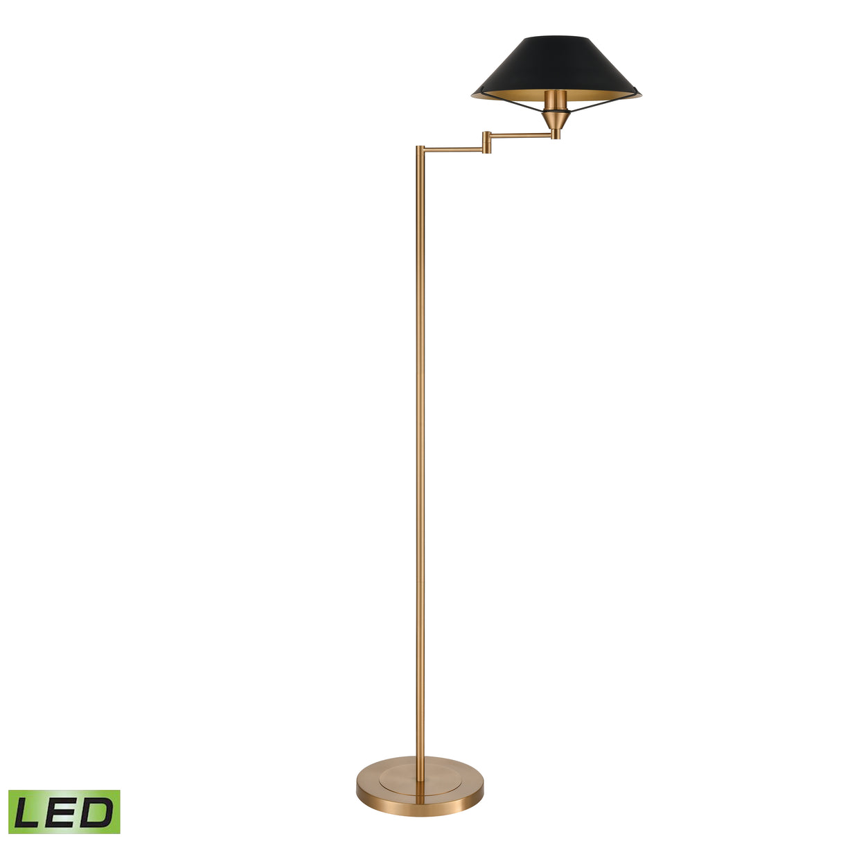 Elk S0019-9605-LED Arcadia 63'' High 1-Light Floor Lamp - Aged Brass - Includes LED Bulb